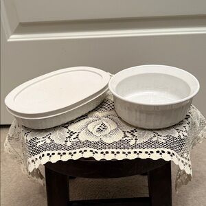 Corning Corelle - Oval Individual Covered Casserole & Round Bakeware Dish